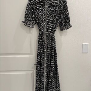 Max Studio Black and White Puff Sleeve Sundress